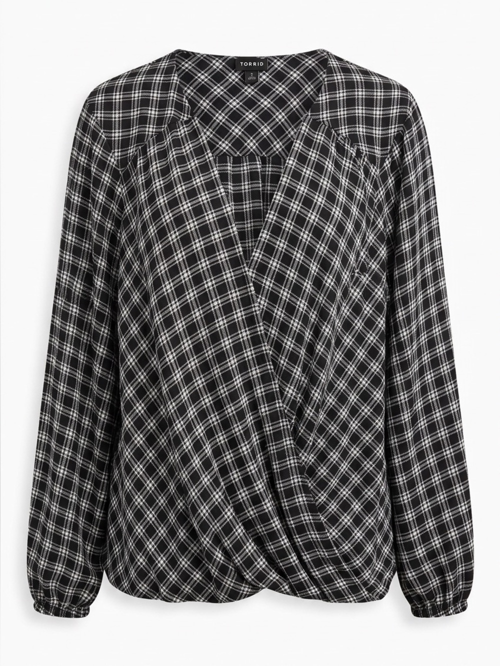 Torrid Black and White Checkered Blouse